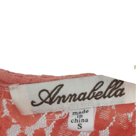 2/$15 Francesca's Annabella Top Orange Small Button Close Cap Sleeve Lace Peplum - Picture 6 of 6